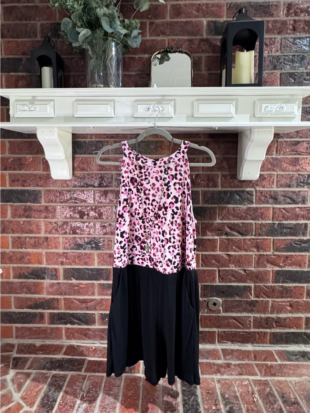 torrid Size 1 Pink & Black Leopard Print Halter Shorts Romper